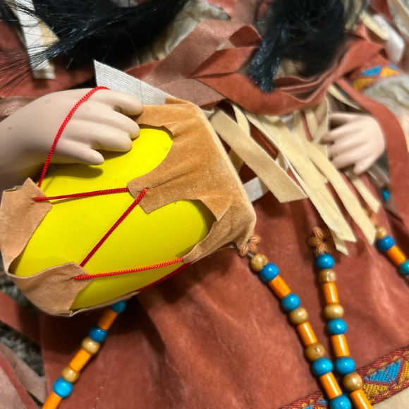 Native American-Inspired Doll with Brown and Yellow Accents - Picture 3 of 4